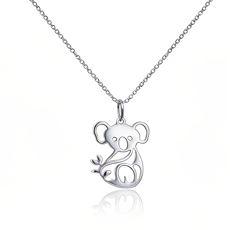 Women's Cute Hollow Koala Pendant Necklace, Daily Wear Gift